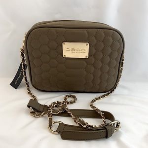 bebe Quilted Brown Chain Crossbody Bag Purse Gold Chain Strap